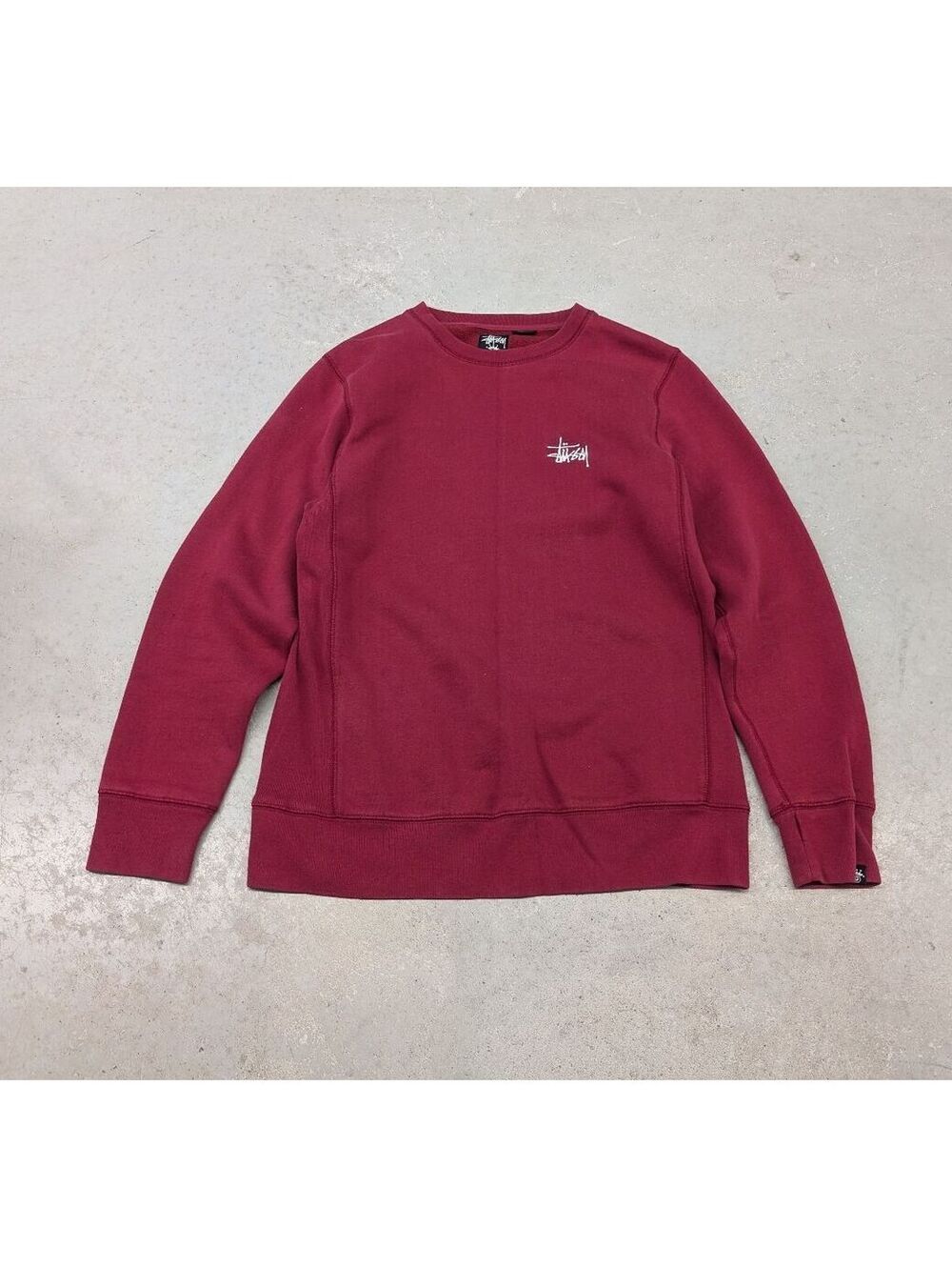 Stussy Burgundy Essential Script Logo Sweatshirt